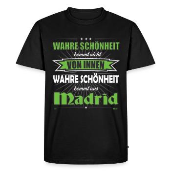La vraie beauté vient du design madrilène - T-shirt Premium bio Homme - noir - Devant - Nico (187cm)