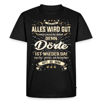 Everything will be alright because Dörte Is Here Outfit - Men's Premium Organic T-Shirt - black - Front - Nico (187cm)