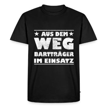 Hors du chemin Porteur de barbe en action Design - T-shirt Premium bio Homme - noir - Devant - Nico (187cm)