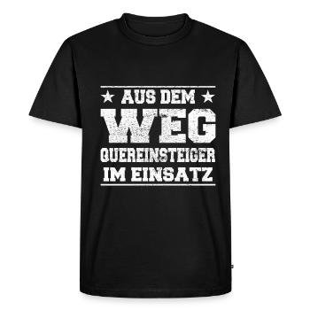 Out of the Way Career Changers in Action Design - Men's Premium Organic T-Shirt - black - Front - Nico (187cm)