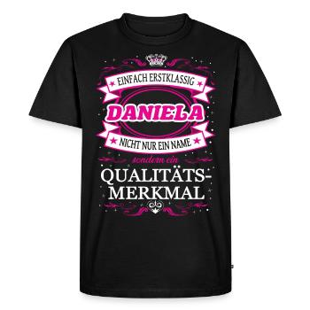 Caractéristique de qualité Daniela tout simplement de première classe - T-shirt Premium bio Homme - noir - Devant - Nico (187cm)