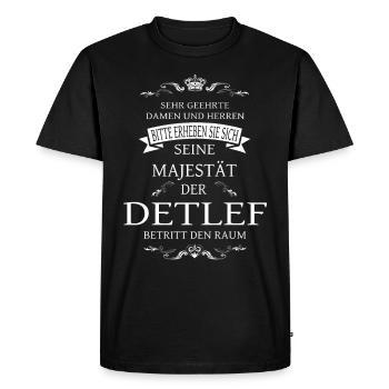 Sa Majesté Detlef entre dans la pièce - T-shirt Premium bio Homme - noir - Devant - Nico (187cm)