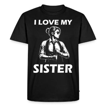 J’aime ma sœur - Design pour l’amour fraternel - T-shirt Premium bio Homme - noir - Devant - Nico (187cm)