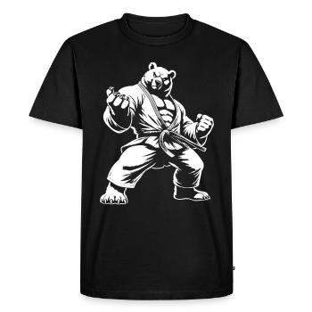 Arts martiaux Ours – La force en mouvement - Bear Design - T-shirt Premium bio Homme - noir - Devant - Nico (187cm)