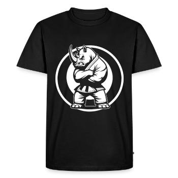 Martial Arts Rhinoceros – Strength and Assertiveness - Men's Premium Organic T-Shirt - black - Front - Nico (187cm)