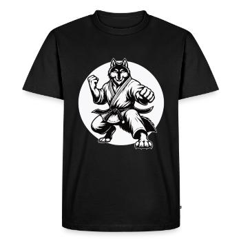 Loup d’arts martiaux – Force et loyauté - T-shirt Premium bio Homme - noir - Devant - Nico (187cm)