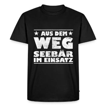 Out of the Way Sea Dog in Action Design - Men's Premium Organic T-Shirt - black - Front - Nico (187cm)