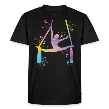 Tissu vertical acrobaties aériennes soie aérienne - T-shirt Premium bio Homme - noir - Devant - Nico (187cm)