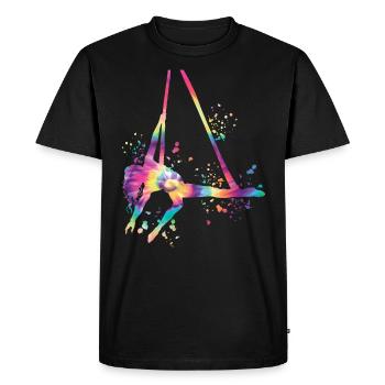 Tissu vertical acrobaties aériennes soie aérienne - T-shirt Premium bio Homme - noir - Devant - Nico (187cm)