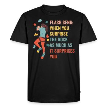 Boulderer Flash Send Bloc - T-shirt Premium bio Homme - noir - Devant - Nico (187cm)