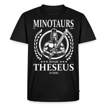 Thésée – Minotaures attention, Thésée est là - T-shirt Premium bio Homme - noir - Devant - Nico (187cm)
