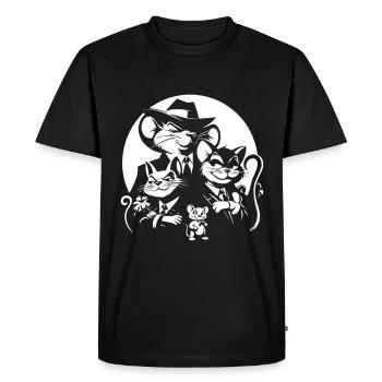 Funny Mafia Design with Comic Cats and Mice - Men's Premium Organic T-Shirt - black - Front - Nico (187cm)