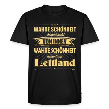 La vraie beauté vient de Lettonie Design - T-shirt Premium bio Homme - noir - Devant - Nico (187cm)