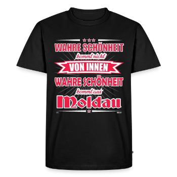 La vraie beauté vient de Moldova Design - T-shirt Premium bio Homme - noir - Devant - Nico (187cm)