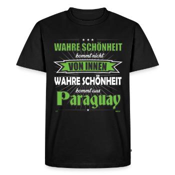 La vraie beauté vient du design paraguayen - T-shirt Premium bio Homme - noir - Devant - Nico (187cm)