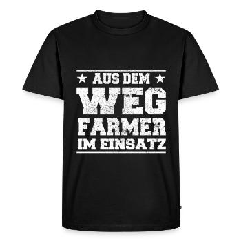 Out of the Way Farmer in Action Design - Men's Premium Organic T-Shirt - black - Front - Nico (187cm)