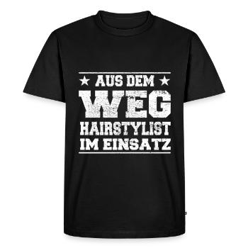 Coiffeur à l’écart en cours d’utilisation Design - T-shirt Premium bio Homme - noir - Devant - Nico (187cm)