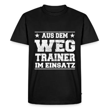 Out of the Way Coach in Action Design - Men's Premium Organic T-Shirt - black - Front - Nico (187cm)