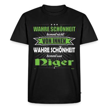La vraie beauté vient du design nigérien - T-shirt Premium bio Homme - noir - Devant - Nico (187cm)