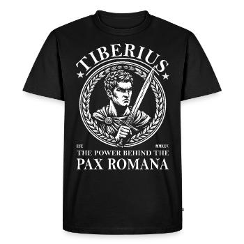 Tibère – Le pouvoir derrière la Pax Romana - T-shirt Premium bio Homme - noir - Devant - Nico (187cm)