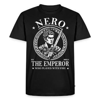 Néron – L’empereur qui jouait avec le feu - T-shirt Premium bio Homme - noir - Devant - Nico (187cm)