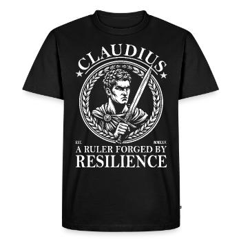 Claudius – Un souverain façonné par la résistance - T-shirt Premium bio Homme - noir - Devant - Nico (187cm)
