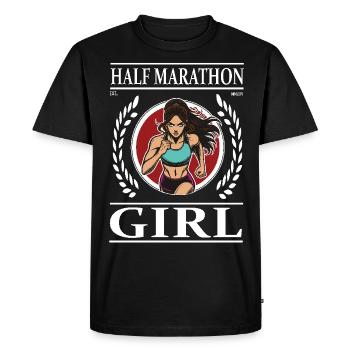Half Marathon Girl – Run with heart and power - Men's Premium Organic T-Shirt - black - Front - Nico (187cm)