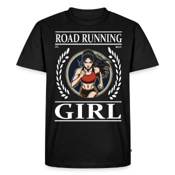 Road Running Girl – La liberté sur la route - T-shirt Premium bio Homme - noir - Devant - Nico (187cm)