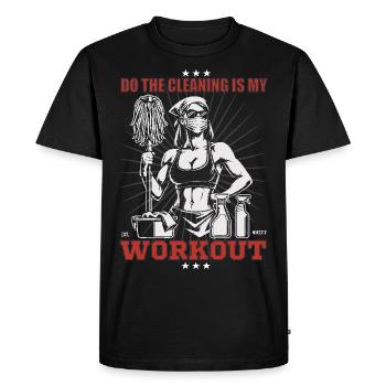 Cleaning Ladies Design - Cleaning is my workout - Men's Premium Organic T-Shirt - black - Front - Nico (187cm)