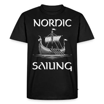 Voile nordique – L’aventure sur l’eau - T-shirt Premium bio Homme - noir - Devant - Nico (187cm)