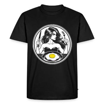 Fried Egg & Style – Le petit-déjeuner parfait ! - T-shirt Premium bio Homme - noir - Devant - Nico (187cm)