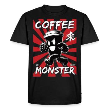 Coffee Monster – For the Coffee Fan - Men's Premium Organic T-Shirt - black - Front - Nico (187cm)