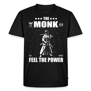 Le Moine – Ressentez la puissance / Conception du joueur de rôle - T-shirt Premium bio Homme - noir - Devant - Nico (187cm)
