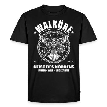 Valkyrie, spirit of the north. Courageous, Wild, Untamed - Men's Premium Organic T-Shirt - black - Front - Nico (187cm)
