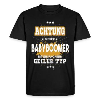 Attention ce baby-boomer n’est qu’un gars - T-shirt Premium bio Homme - noir - Devant - Nico (187cm)