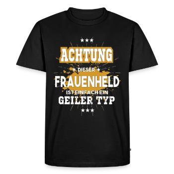 This womanizer is just a guy - Men's Premium Organic T-Shirt - black - Front - Nico (187cm)