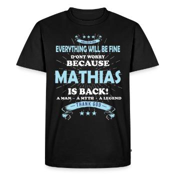 Tout ira bien Mathias est de retour - T-shirt Premium bio Homme - noir - Devant - Nico (187cm)
