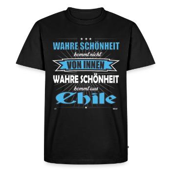 La vraie beauté vient du design chilien - T-shirt Premium bio Homme - noir - Devant - Nico (187cm)
