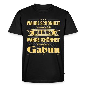 La vraie beauté vient du design gabonais - T-shirt Premium bio Homme - noir - Devant - Nico (187cm)