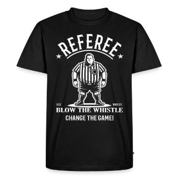 Referee – Blow the Whistle, Change the Game! - Men's Premium Organic T-Shirt - black - Front - Nico (187cm)