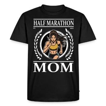 Maman du semi-marathon – Fière, forte, persévérante ! - T-shirt Premium bio Homme - noir - Devant - Nico (187cm)
