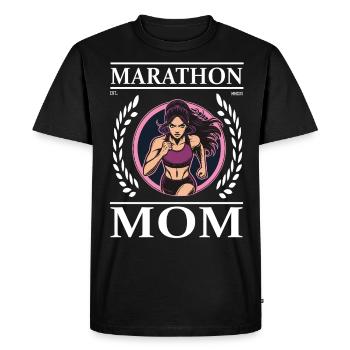 Marathon Maman – Maman et 42,195 km de pure volonté ! - T-shirt Premium bio Homme - noir - Devant - Nico (187cm)