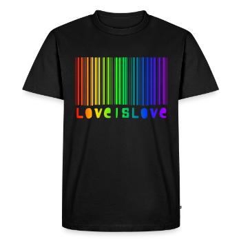 Love is Love LGBT Code à barres Arc-en-ciel Gay Pride - T-shirt Premium bio Homme - noir - Devant - Nico (187cm)