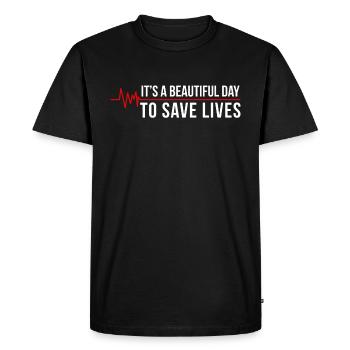 T-shirt paramédical de sauvetage Lifesaver - T-shirt Premium bio Homme - noir - Devant - Nico (187cm)