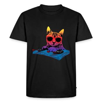 Cats music DJ - Men's Premium Organic T-Shirt - black - Front - Nico (187cm)