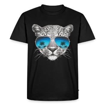 Animal Planet Leopard "Cool" - Men's Premium Organic T-Shirt - black - Front - Nico (187cm)
