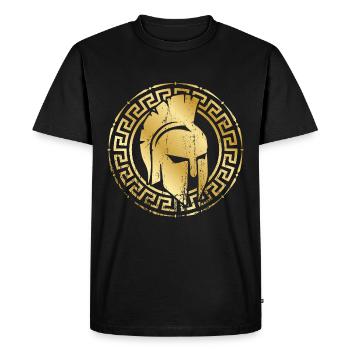 casque spartiate doré - T-shirt Premium bio Homme - noir - Devant - Nico (187cm)