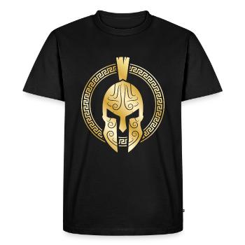 casque spartiate mythologie or - T-shirt Premium bio Homme - noir - Devant - Nico (187cm)