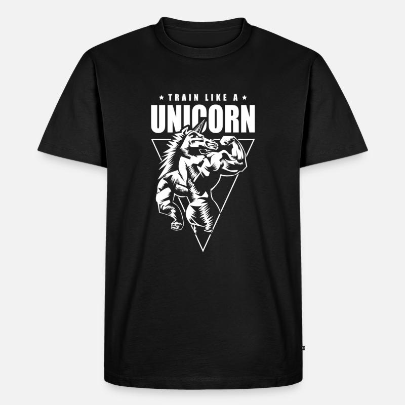 Training wie ein Einhorn - Männer Premium Bio T-Shirt - Schwarz
