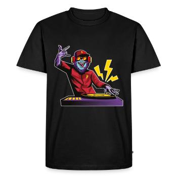 Platine vinyle DJ Party - T-shirt Premium bio Homme - noir - Devant - Nico (187cm)